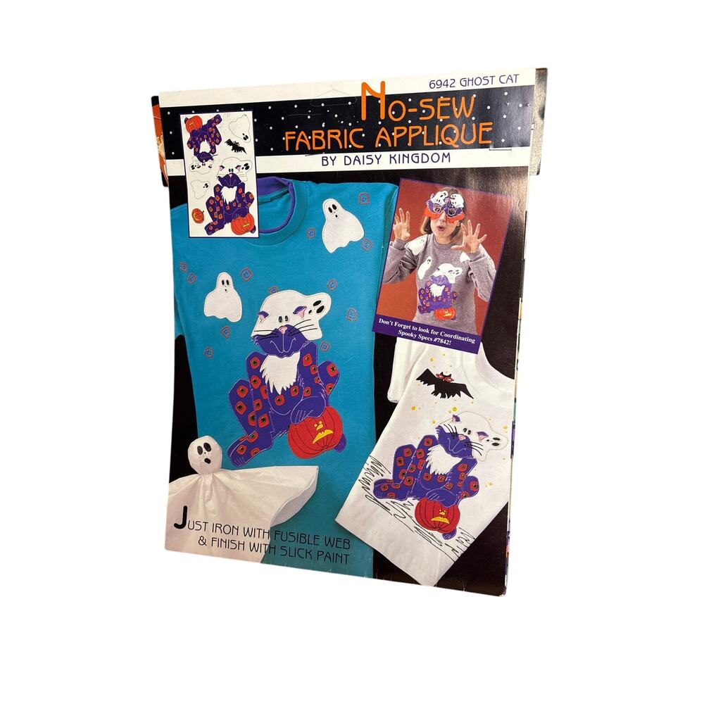 Daisy Kingdom No-Sew Fabric Appliqué Kit #6942 Ghost Cat Halloween NIP